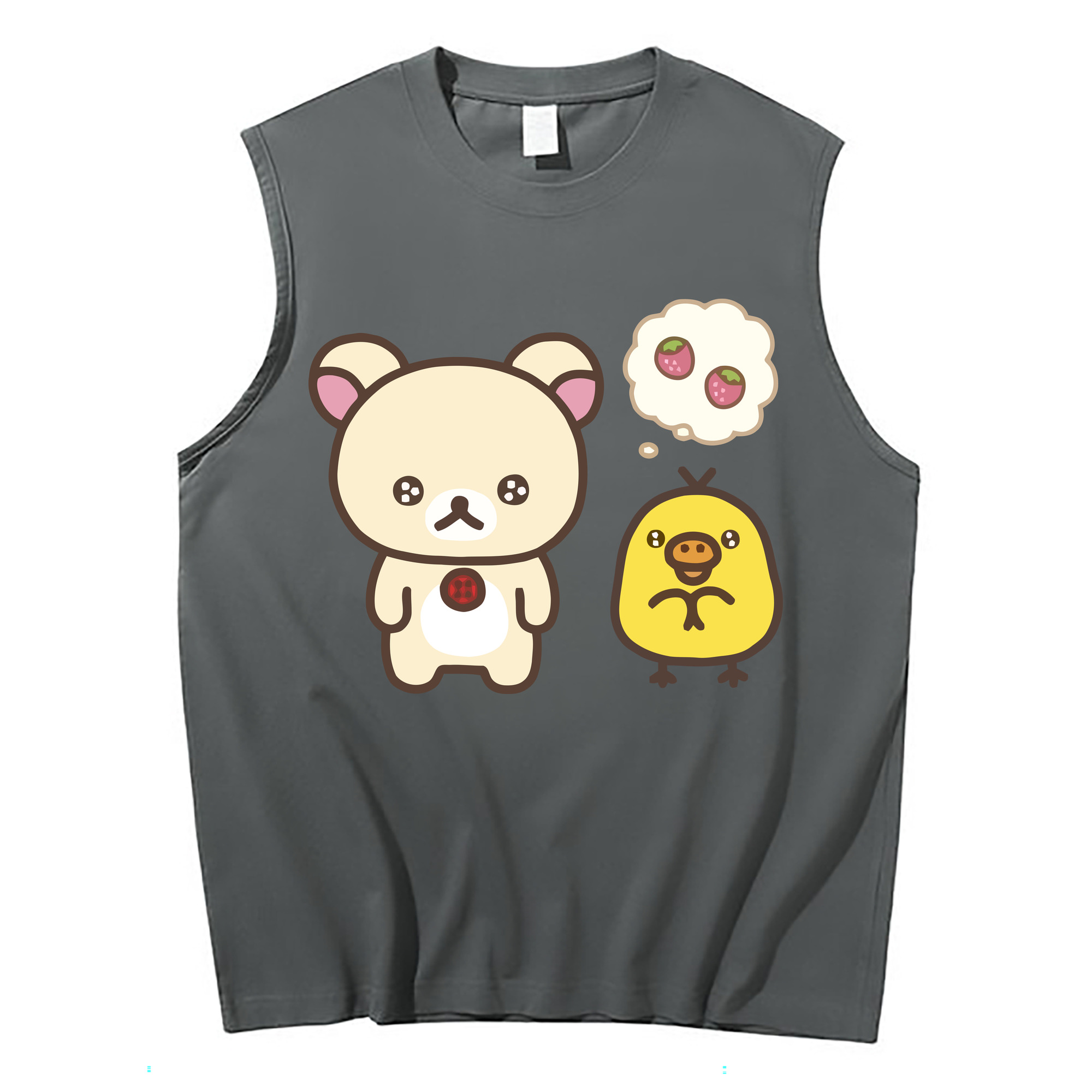 （画像用） リラックマ リラックマ キイロイトリ Rilakkuma Korilakkuma Kiiroitori コットン100％タンクトップ（フロントプリント）
